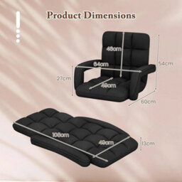 Floor Sofa Bed With Ergonomic Armrests, 150Kg Leisure Chair - thumbnail 5