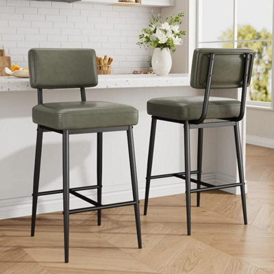 2Pack Counter Height Bar Stool Faux Leather Upholstered Barstool - image 1