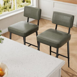 2Pack Counter Height Bar Stool Faux Leather Upholstered Barstool - thumbnail 3