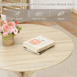 Costway 90Cm Wood Dining Table Round Kitchen Table For 2-4 People-Brown - thumbnail 7
