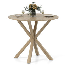Costway 90Cm Wood Dining Table Round Kitchen Table For 2-4 People-Brown - thumbnail 1