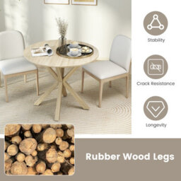 Costway 90Cm Wood Dining Table Round Kitchen Table For 2-4 People-Brown - thumbnail 8