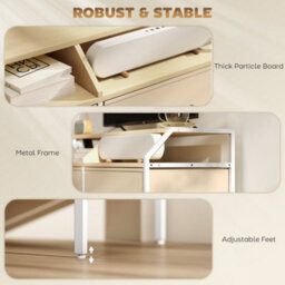 Homcom Tv Stand Cabinet With 2 Foldable Drawers, Natural Wood Finish - thumbnail 6