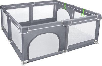 Dyzi Large Baby Playpen Portable Play Yard Safety Gate Grey 150 X 180Cm - image 1