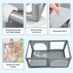 Dyzi Large Baby Playpen Portable Play Yard Safety Gate Grey 150 X 180Cm - thumbnail 9