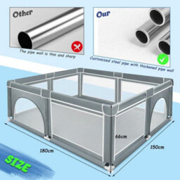 Dyzi Large Baby Playpen Portable Play Yard Safety Gate Grey 150 X 180Cm - thumbnail 3