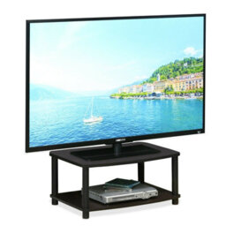 Walplus Furinno 13191Dwn Turn-N-Tube No Tools 2-Tier Elevated Tv Stands, Dark Walnut - thumbnail 1