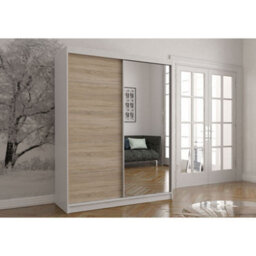Arte Streamlined Vista 05 Mirrored Sliding Door Wardrobe - White And Oak Sonoma - (H)2000mm X (W)1500mm X (D)610mm - thumbnail 1