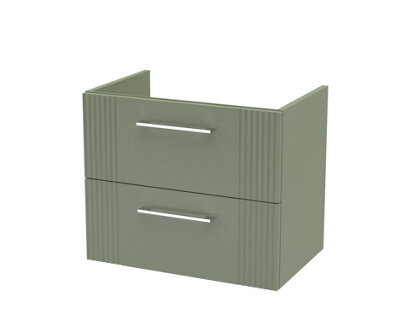 Hudson Reed Deco Wall Hung 1-Drawer Vanity Unit, Elegant Modern Vanity Unit In Bathroom With Bar Handle Design, Satin Green - image 1