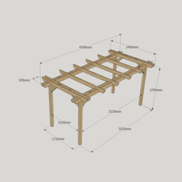 Rutland County Garden Furniture Double Garden Pergola - Wood - L240 X W420 X H270 Cm - Rustic Brown - thumbnail 5
