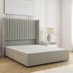 Bsspoke Manhattans Divan Bed Silver Plush Velvet With 54Inch Headboard 2 Drawers Footend & No Mattress In Double King 4Ft 6Ft - thumbnail 2
