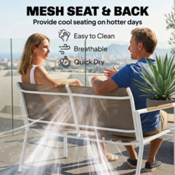 Outsunny 4 Seater Garden Furniture Set, Metal Garden Sofa Set, Khaki - thumbnail 5