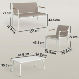 Outsunny 4 Seater Garden Furniture Set, Metal Garden Sofa Set, Khaki - thumbnail 3