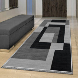 Ameha Anti Slip Runner Rugs Luxury Modern Printed Kitchen Hallway Long Runner & Floor Mats (Milo Black Grey, 60X220 Cm) - thumbnail 6