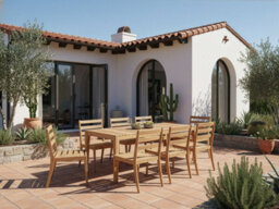 Beliani Garden Dining Set 8 Seater Chioggia Certified Acacia Wood Light Brown - thumbnail 2