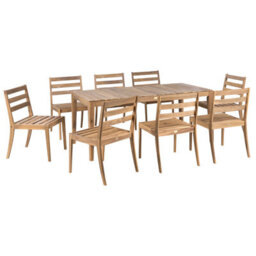 Beliani Garden Dining Set 8 Seater Chioggia Certified Acacia Wood Light Brown - thumbnail 1