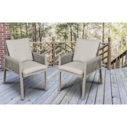 Loops 4 Pack Garden Dining Chairs & Armrests - Light Grey Aluminium & Rope - Outdoor - thumbnail 9