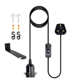 Plug In Pendant Light With On/off Switch E27 E14 Lamp Set 4M Pvc Cable Kit Metal Bracket Wall Mounted Light For Living Room - thumbnail 2