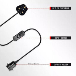 Plug In Pendant Light With On/off Switch E27 E14 Lamp Set 4M Pvc Cable Kit Metal Bracket Wall Mounted Light For Living Room - thumbnail 5