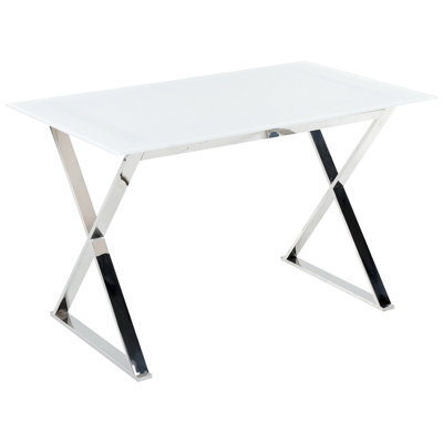 Beliani Dining Table Attica White 120 Cm 70 Cm Tempered Glass - image 1