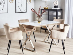 Beliani Dining Table Attica White 120 Cm 70 Cm Tempered Glass - thumbnail 2