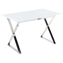 Beliani Dining Table Attica White 120 Cm 70 Cm Tempered Glass - thumbnail 1