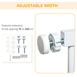 PawHut Pressure Fit Safety Gate For Doors, Dog Gate W/ Auto Close, 75-103 Cm - White - thumbnail 6