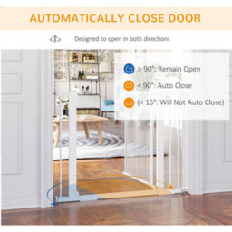 PawHut Pressure Fit Safety Gate For Doors, Dog Gate W/ Auto Close, 75-103 Cm - White - thumbnail 5