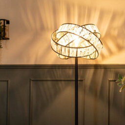 Valuelights Hudson Acrylic Jewel Twist Chrome Floor Lamp With Tortoise Shell Lampshade - thumbnail 3