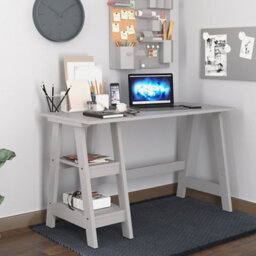 LPD Tiva Grey Workstation Desk With Reversible Shelving Contemporary Home Office W119 L56 H75Cm - thumbnail 3