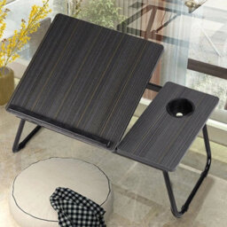 Folding Laptop Black Table Cup Holder Lap Standing Desk Study Desk Adjustable - thumbnail 6