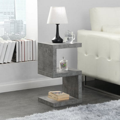 Furniture in Fashion Miami Wooden S Shape Design Side Table In Concrete Effect - image 1