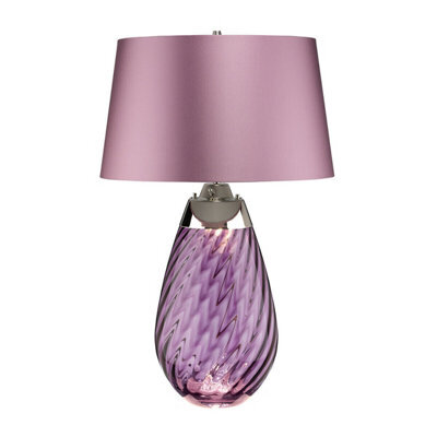 Elegant Heather Shade Table Lamp With Plum Tinted Glass And Led Bulb - image 1