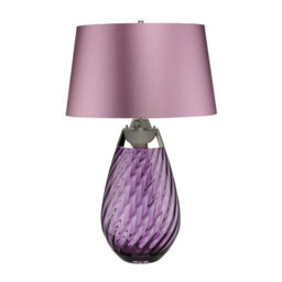 Elegant Heather Shade Table Lamp With Plum Tinted Glass And Led Bulb - thumbnail 3