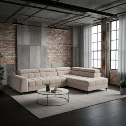 Aurelio L Shape Corner Sofa Bed With Storage And Adjustable Headrests, Modern Sleeper Sofa 268X204 Cm Cream Right - thumbnail 1