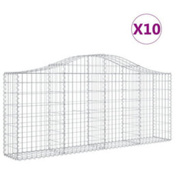 Berkfield Arched Gabion Baskets 10 Pcs 200X30X80/100 Cm Galvanised Iron - thumbnail 2