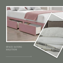 Pink Plush 3Ft Single Bed With Matttress  2 Storage Drawers And 20 Inch Plain Headboard - thumbnail 4