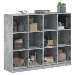 Berkfield Bookcase With Doors Concrete Grey 136X37X109 Cm Engineered Wood - thumbnail 5