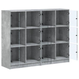Berkfield Bookcase With Doors Concrete Grey 136X37X109 Cm Engineered Wood - thumbnail 6