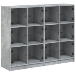 Berkfield Bookcase With Doors Concrete Grey 136X37X109 Cm Engineered Wood - thumbnail 2