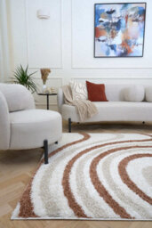 The Rugs Moodi Shaggy Light Beige/terra Sunhaze Rug Runner Striped Thick High Pile For Living Rooms, Bedrooms, Hallways, Kitchens - thumbnail 2