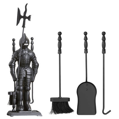 Fire104 Traditional 5 Piece Fireset Soldier Companion Set 74X22X13Cm Fireplace Tools With Stand Poker Brush Shovel Tongs