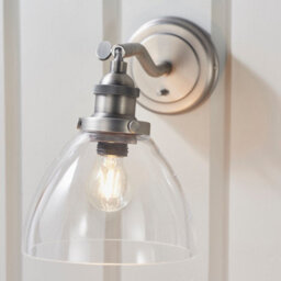 Anson Lighting Pampa Wall Light Finished In Brushed Silver Paint And Clear Glass - thumbnail 6