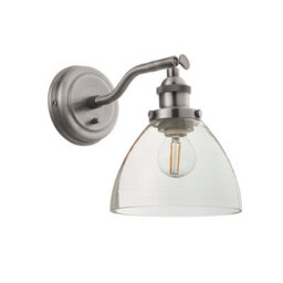 Anson Lighting Pampa Wall Light Finished In Brushed Silver Paint And Clear Glass - thumbnail 2
