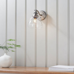 Anson Lighting Pampa Wall Light Finished In Brushed Silver Paint And Clear Glass - thumbnail 8