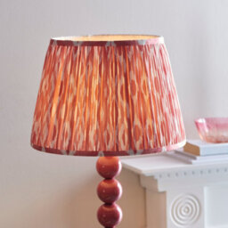 Luminosa Lighting Luminosa Higgledy Gloss Pink Clay Paint Floor Lamp With Coral Pink Fabric Ikat Shade 35Cm E27 - thumbnail 4