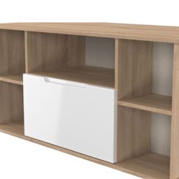 Messina Gloss Bardolino Oak Effect Corner Tv Unit With 2 Shelves & 1 Drawers, (H)51Cm X (W)112Cm X (D)51.5Cm - thumbnail 4
