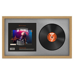 "30X17"" Light Oak Modern Vinyl Record Frame With Silver Mount For 12 Inch Lp Album Cover & Disc - Ak Frames" - thumbnail 1