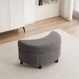 Abrihome Teddy Swivel Armchair With 3 Back Cushion Pillow Ottoman Crescent Stool, Medium Grey  - thumbnail 6