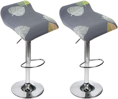 Printed Bar Stool Cover Set Of 2, Universal Seat With Elastic Bottom, Industrial Style - image 1